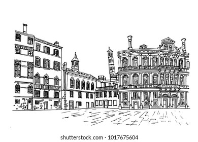 Vector sketch of architecture of Venice, Italy.