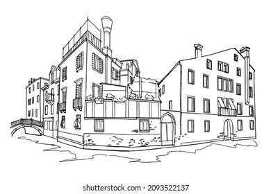 Vector sketch of architecture of Venice, Italy.