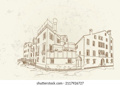 Vector sketch of architecture of Venice, Italy.