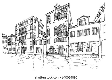 Vector sketch of architecture of Venice, Italy.