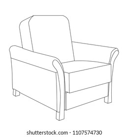vector, sketch armchair on white background