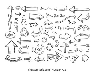 Vector sketch arrows. Hand drawn arrows design elements