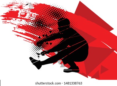 the vector sketch of the athlete doing pistol exercise