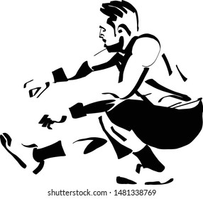 the vector sketch of the athlete doing pistol exercise