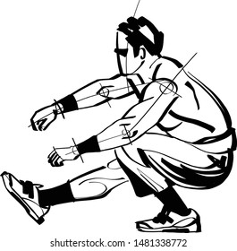 the vector sketch of the athlete doing pistol exercise