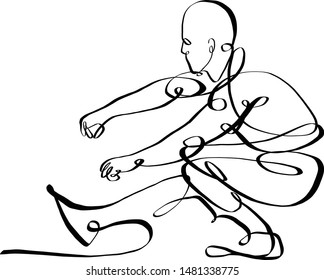 the vector sketch of the athlete doing pistol exercise