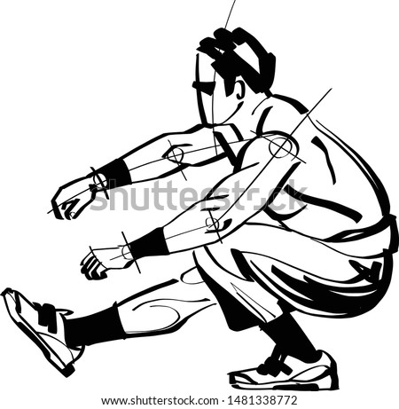 the vector sketch of the athlete doing pistol exercise