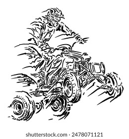 vector sketch of an ATV motorbike with a unique design with a crash effect due to speed