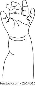Vector sketch of baby hand opening slightly, symbol of curiosity and exploration