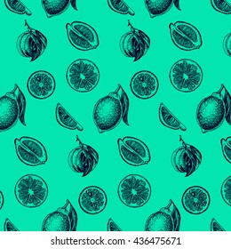 Vector sketch background fruit.
Citrus - bergamot, lemon, orange, lime, tangerine, tangelo, grapefruit.