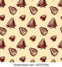 Vector sketch background fruit.
Pattern strawberry