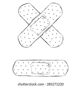 Vector Sketch Bactericidal Plaster. Single and Cross.