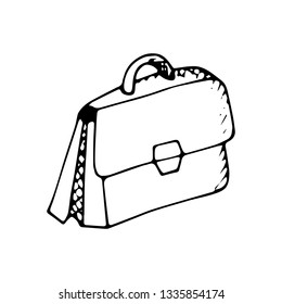 Vector sketch bag on white background. Pencil hand draw illustration. Baby graphic abstract doodle