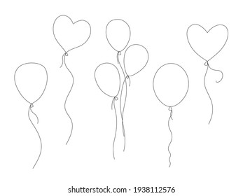 Vector sketch of balloons, different doodle helium balloons.