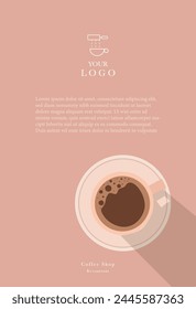 Anuncio de boceto de Vector con granos de café y tazas sobre fondo mínimo. Diseño de Plantilla.  Ilustración para el menú del café, invitaciones, tarjetas, Anuncio, póster, portada. 