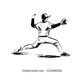 Vector Sketch Baseball Player Stock Vector (Royalty Free) 1113440336 ...