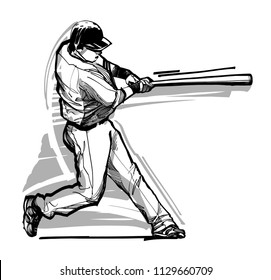 vector sketch a baseball player