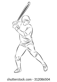 vector sketch baseball player. inning on bats.white background