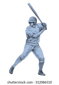 vector sketch baseball player. inning on bats.white background