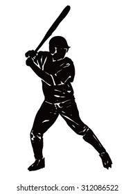 vector sketch baseball player. inning on bats.white background