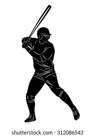 vector sketch baseball player. inning on bats.white background