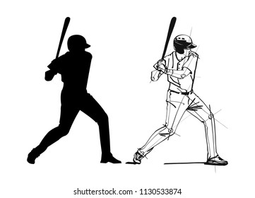 vector sketch baseball players