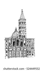 vector sketch of Basilica di Santa Maria Maggiore. Rome. Italy.