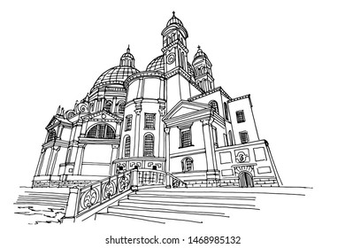 vector sketch of Basilica Santa Maria della Salute, Venice, Italy.