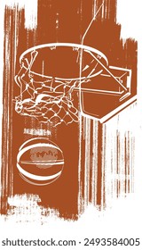 vector sketch of the basketball loop and basketball ball action