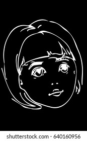  vector sketch of a beautiful little blonde girl