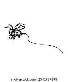 vector sketch bee single one line art, continuous 

