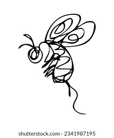 vector sketch bee single one line art, continuous 
