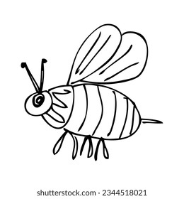 vector sketch bee single one line art, continuous 
