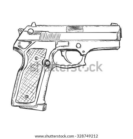 Vector Sketch Beretta Pistol