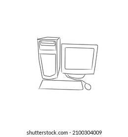 vector sketch of a black and white computer set