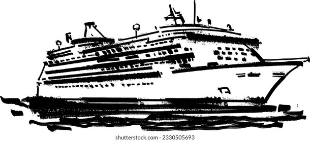 vector sketch of a black and white crouse ship