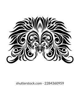 Vector sketch of a black and white Polynesian god mask tattoo.