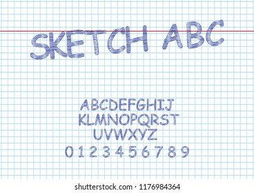 Vector of Sketch bold font and alphabet Hand Drawn Sketch
