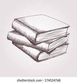 Vector sketch of books stack