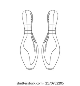 vector sketch of bowling pin, ready to color, flat cartoon design style.
