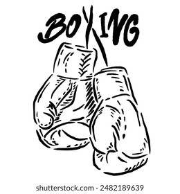 vector sketch of a boxing icon with a unique design with retro style boxing writing