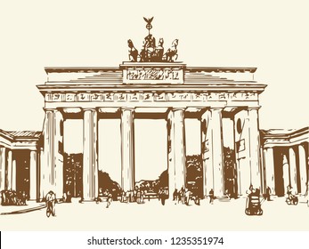 
Esbozo vectorial de la puerta de Brandeburgo, Berlín, Alemania.