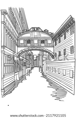 Vector sketch of bridge of sighs ( ponte dei sospiri). Venice. Italy.
