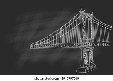 vector sketch of Brooklyn bridge in New York