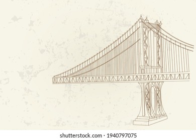 vector sketch of Brooklyn bridge in New York