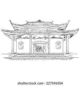 Vector Sketch Buddist Pagoda