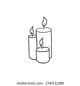 Vector Sketch Of A Burning Candle. Hand Drawn Doodle Icon. Isolate On A White Background.