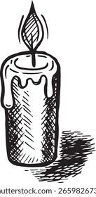 Boceto de Vector de velas encendidas. Icono de doodle dibujado a mano.