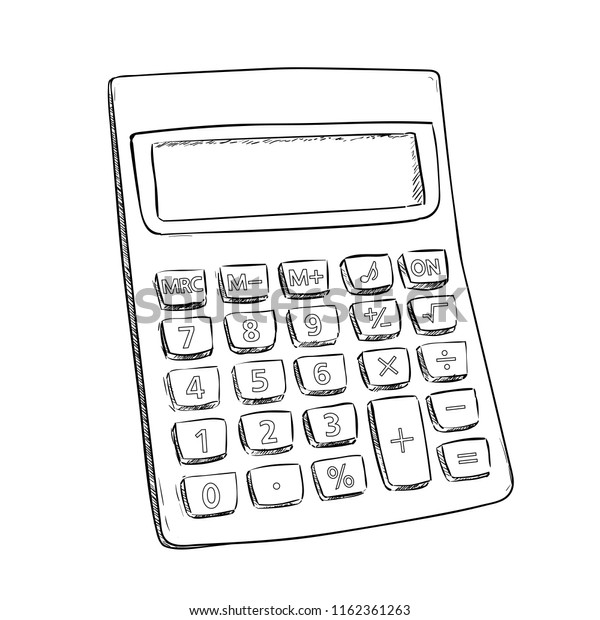 Vector Sketch Calculator Hand Draw Illustration Stock Vector (Royalty