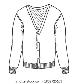 Vector Sketch Cardigan Isolated Illustration